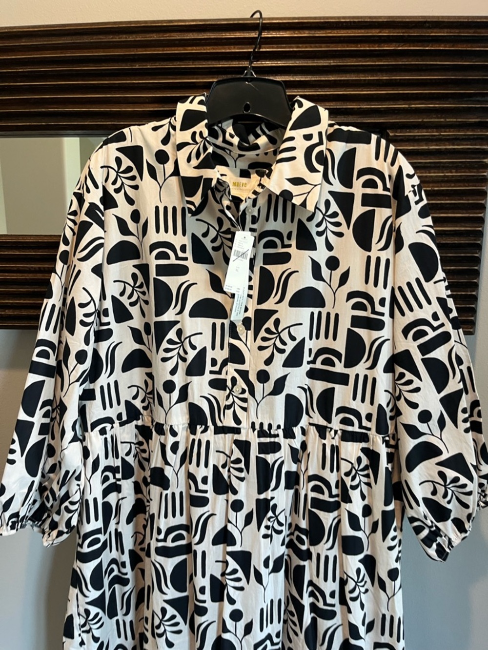 Maeve Anthropologie Bettina Tiered Shirt Dress Black Motif XL New - Picture 6 of 12